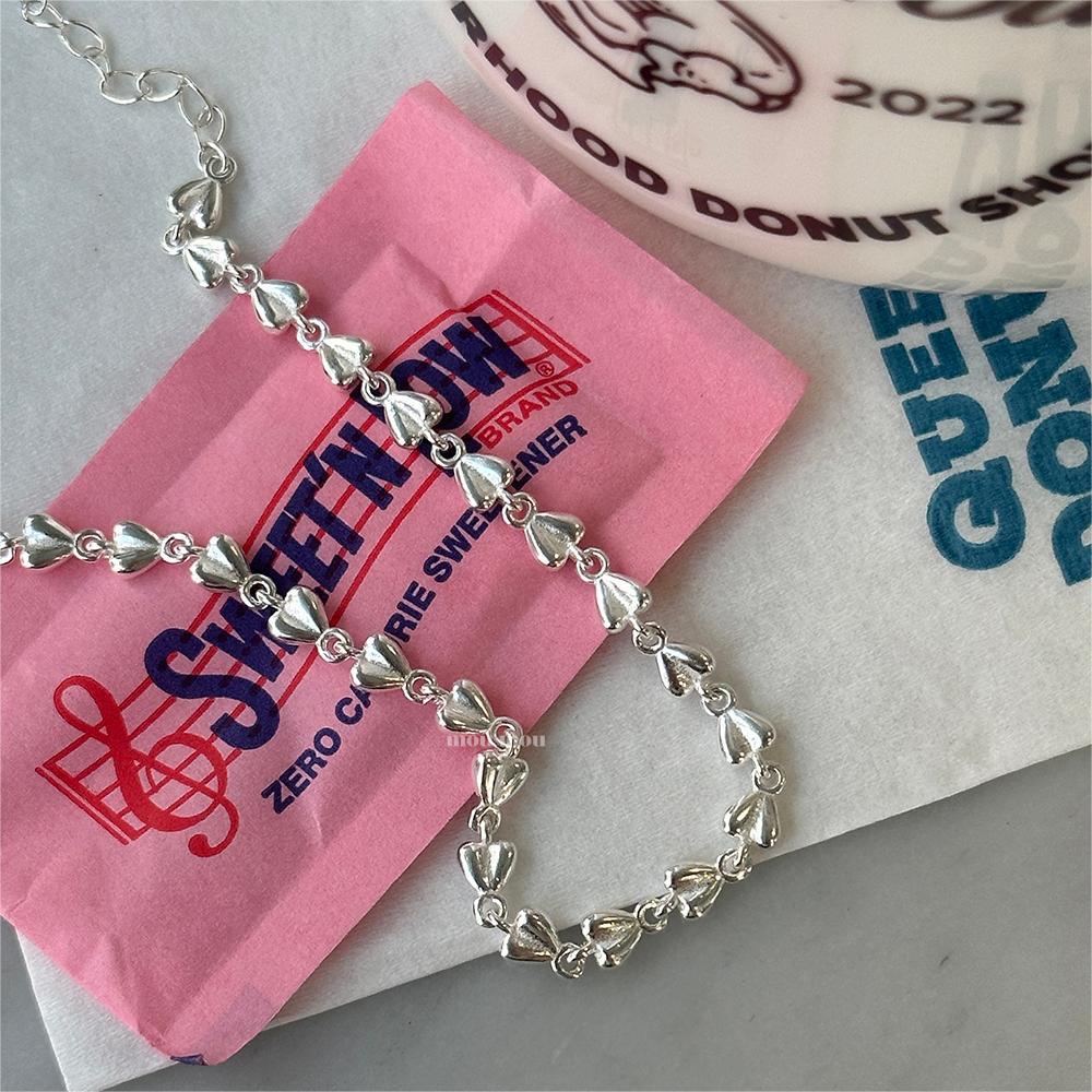 Bracciale Minimalista a Cuore in Argento Sterling S925 con Design Geometrico