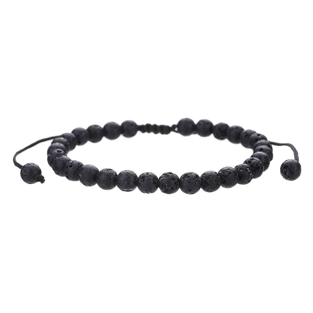 Geometric Round Tiger Eye Volcanic Stone Beaded Bracelet Unisex