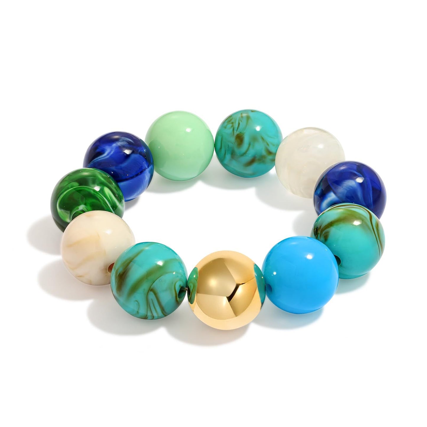 Bohemian Geometric Round Acrylic Beaded Bracelet for Women