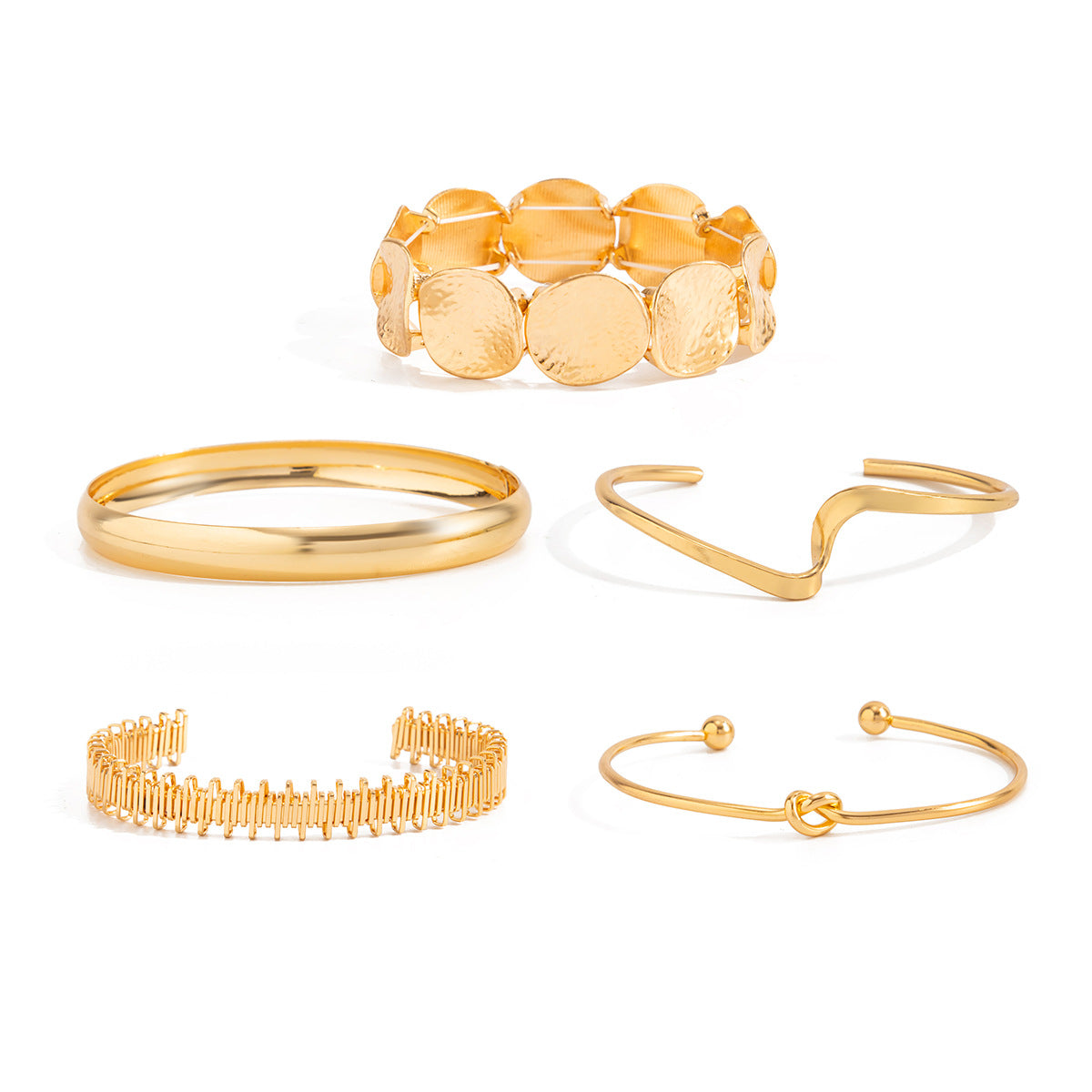 Exaggerated Geometric Oval Plated Iron Multi-layer Twisted Knot Open Cuff Bracelet