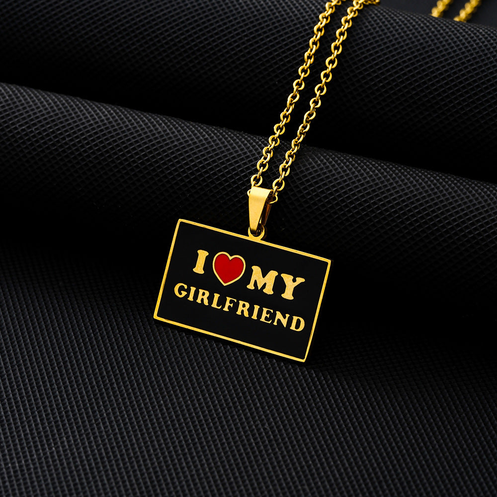 Elegant Geometric Stainless Steel Letter Pendant Necklace with Plated Finish for Men and Women