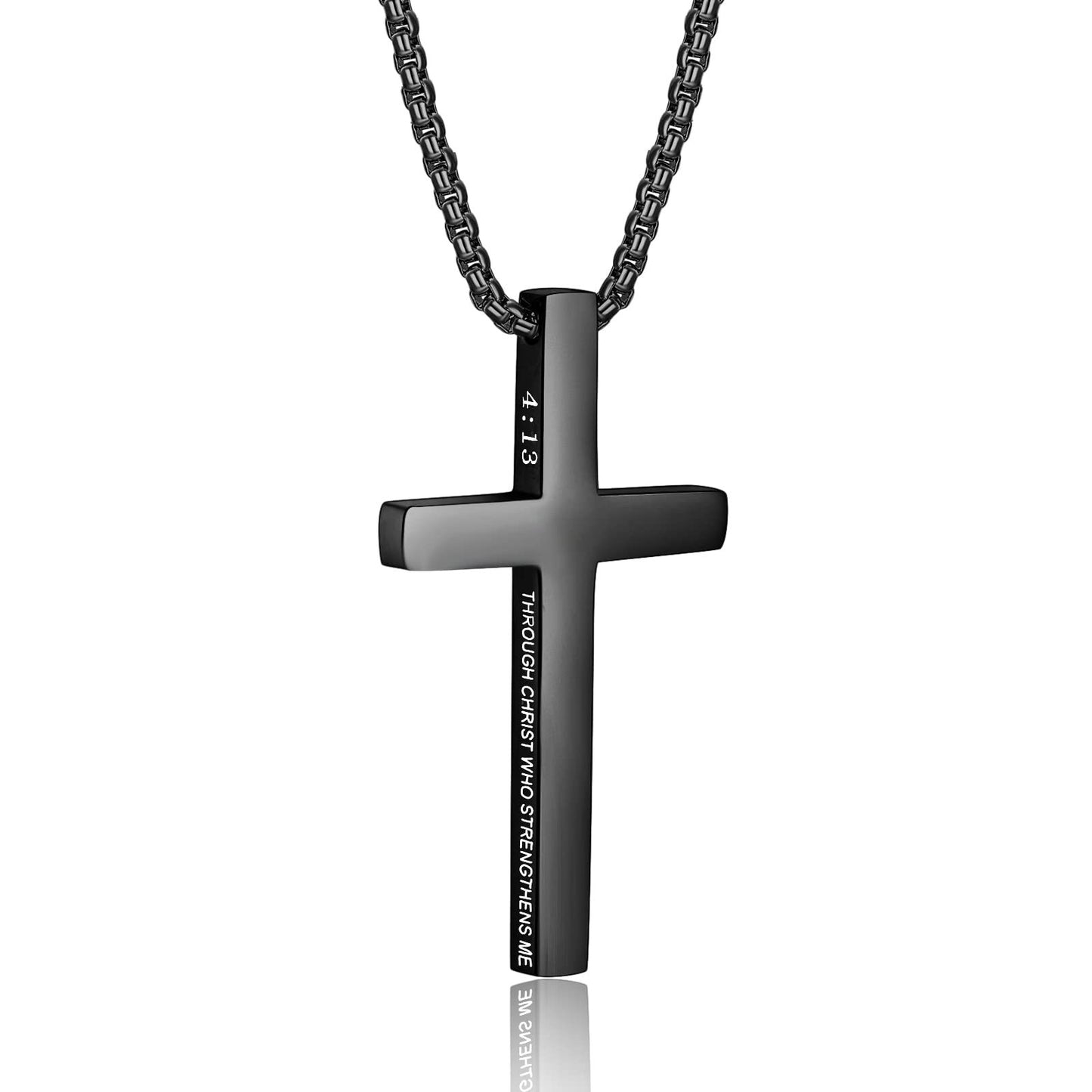 Minimalist Cross Pendant Necklace in Stainless Steel with Polished Titanium Steel Charm for Unisex Daily Wear