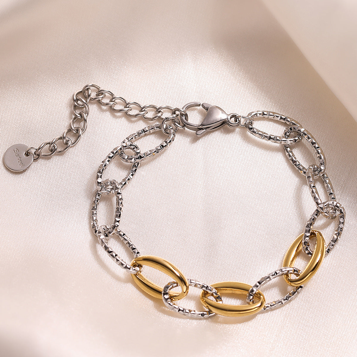 Minimalist Irregular Shape Stainless Steel Bracelet for Women with 18K Gold Plating