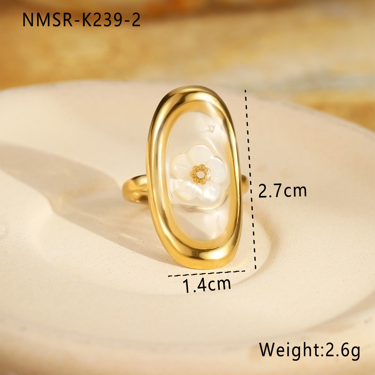 Anillo ajustable de acero inoxidable chapado para mujer con forma de onda minimalista