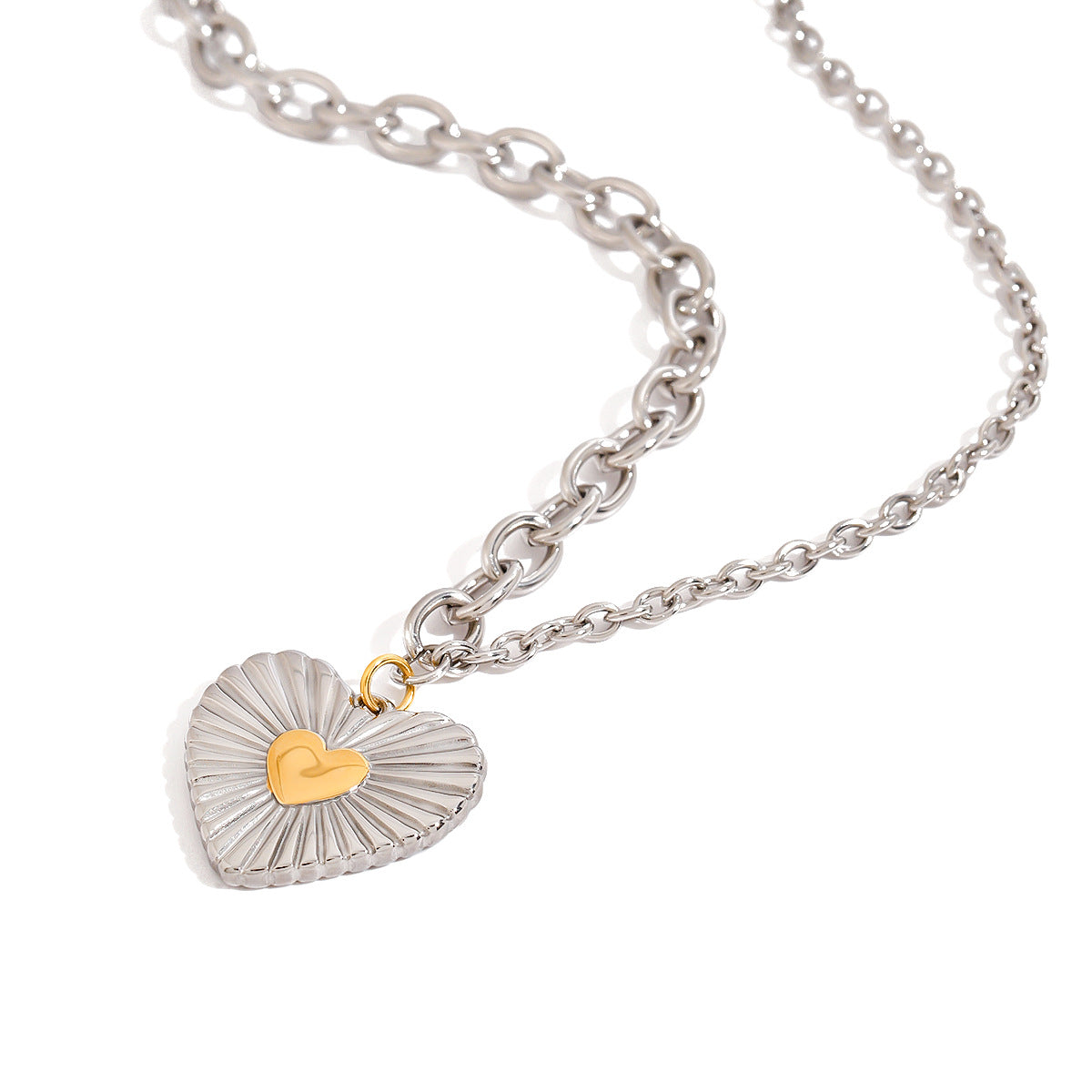 Minimalist Heart Titanium Steel Pendant Necklace Stainless Steel Plated Chain for Women