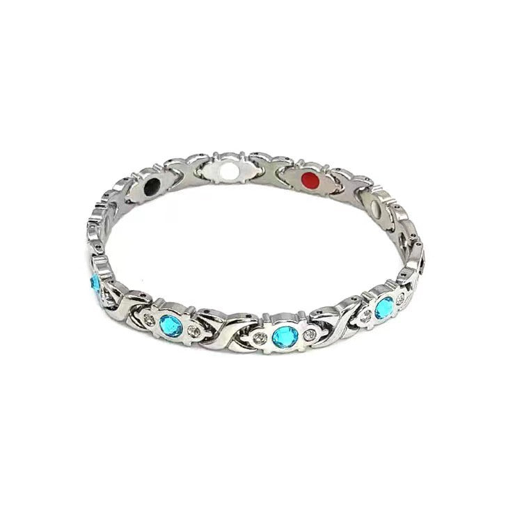 Bracciale regolabile da donna in lega placcata con strass a goccia, stile lusso minimalista