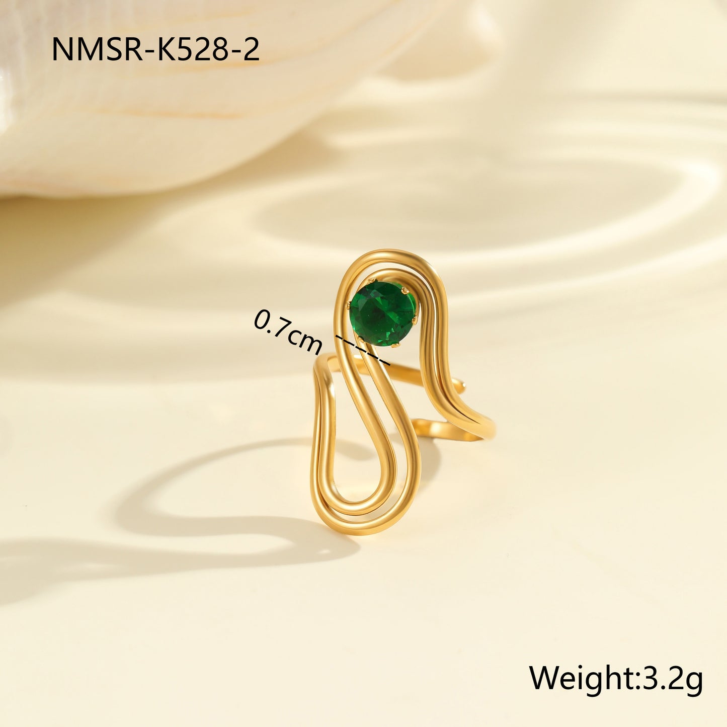 Anillo de Acero Inoxidable Geométrico Minimalista con Baño de Oro de 18K y Detalles de Remaches Esféricos Irregulares para Mujer