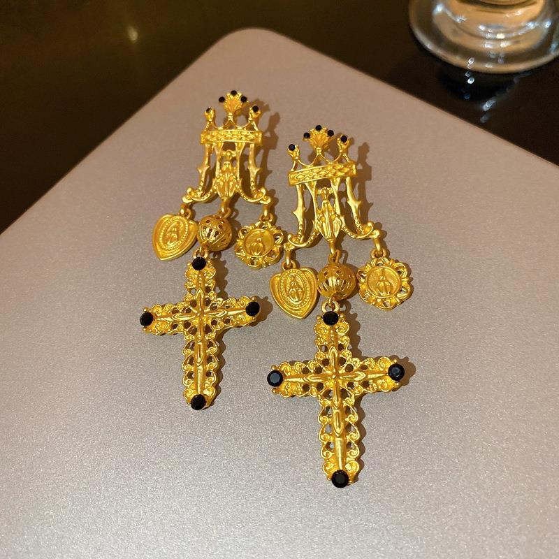 Orecchini a perno da donna vintage geometrici in lega con intarsi di strass, eleganti, artistici e retrò