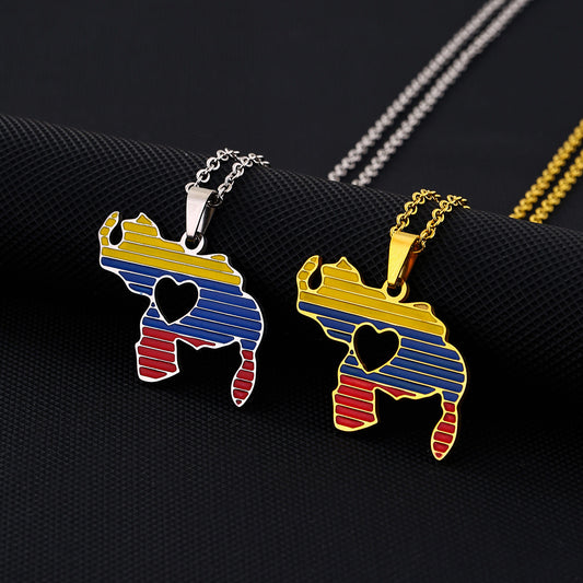 Elegant Heart-Shaped Titanium Steel Pendant Necklace with Stainless Steel Chain and Enamel Finish for Women and Men