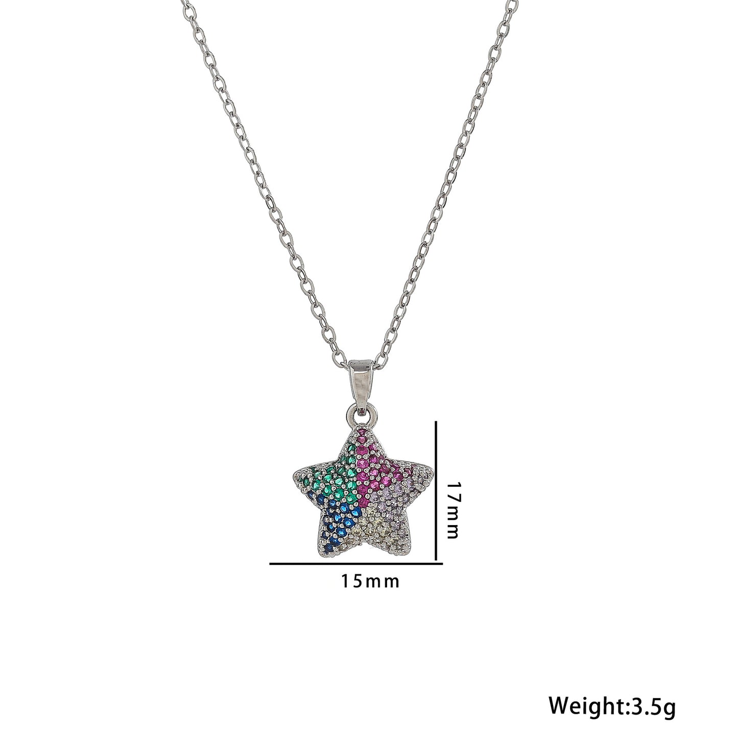 Minimalist Five-Pointed Star Pendant Necklace for Women Titanium Steel with Rhinestone Inlay Gold Plated O-Chain