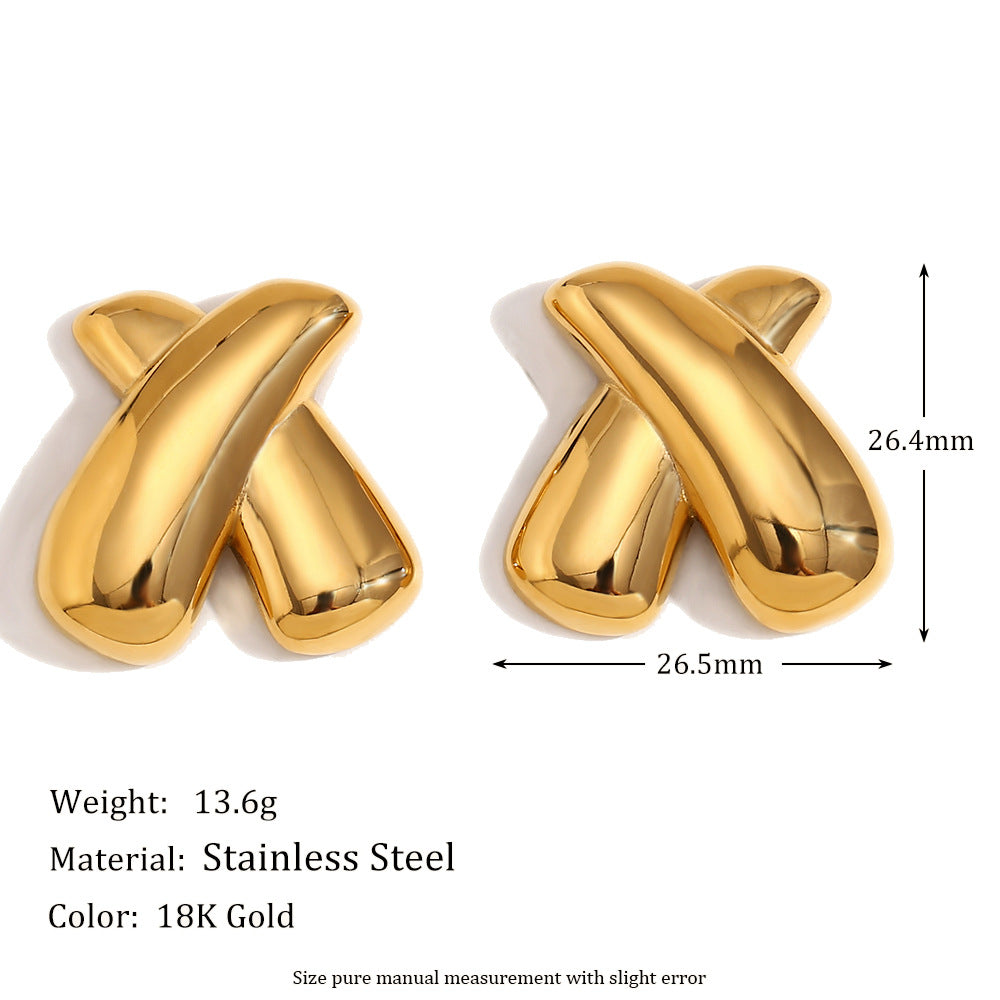 Pendientes minimalistas de acero inoxidable geométricos con baño de oro de 18 quilates para mujer