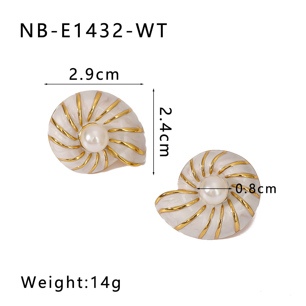 Vintage Seashell-Shaped Enamel-Dipped Stainless Steel Earrings for Women with Geometric Design and 18K Vacuum Plating