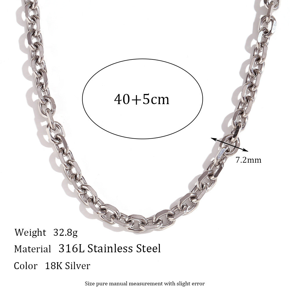 Minimalist Geometric Titanium Steel Plated Stainless Steel Necklace for Women with Snake Chain or Box Chain Style