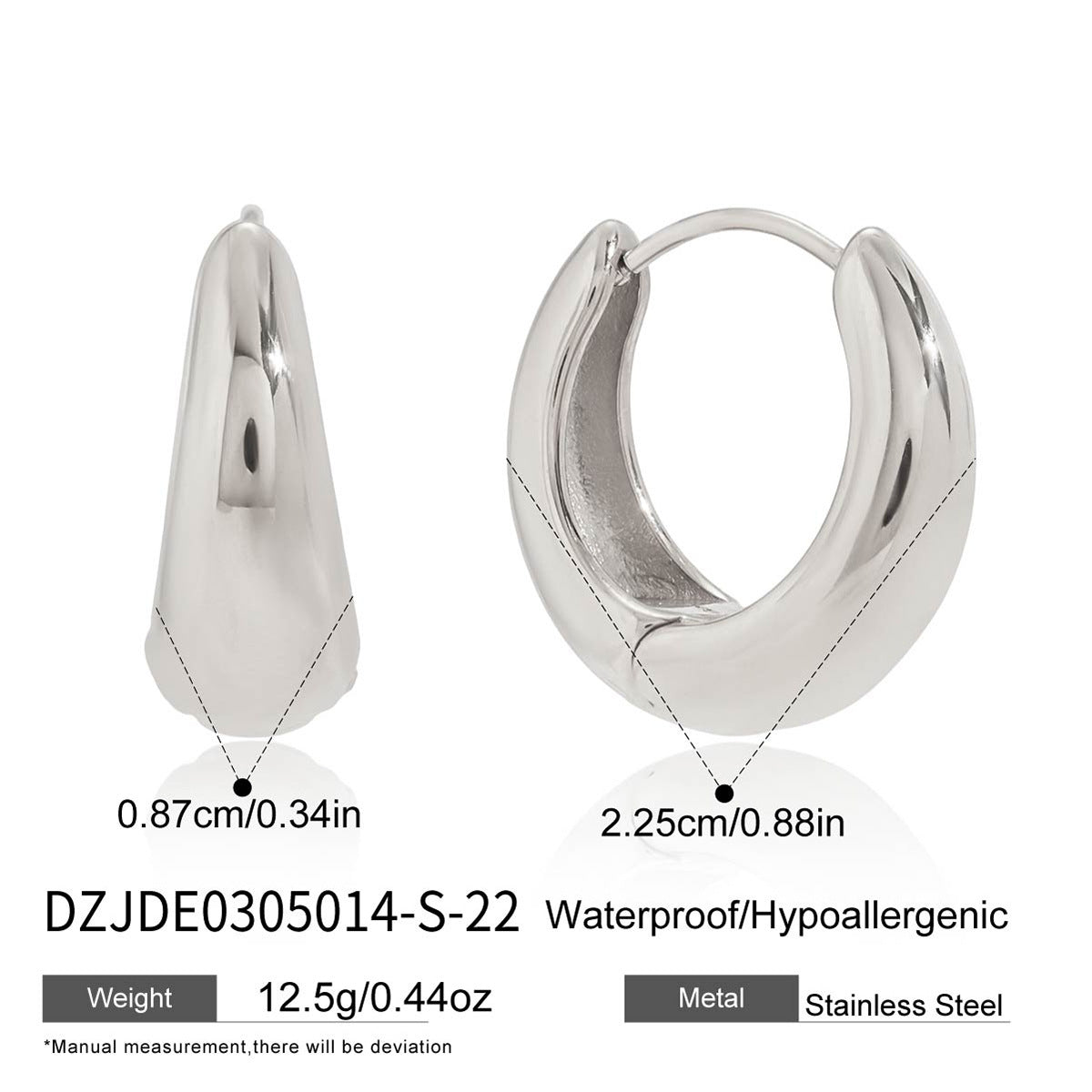 Pendientes de aro geométricos minimalistas de acero inoxidable con acabado chapado para mujer