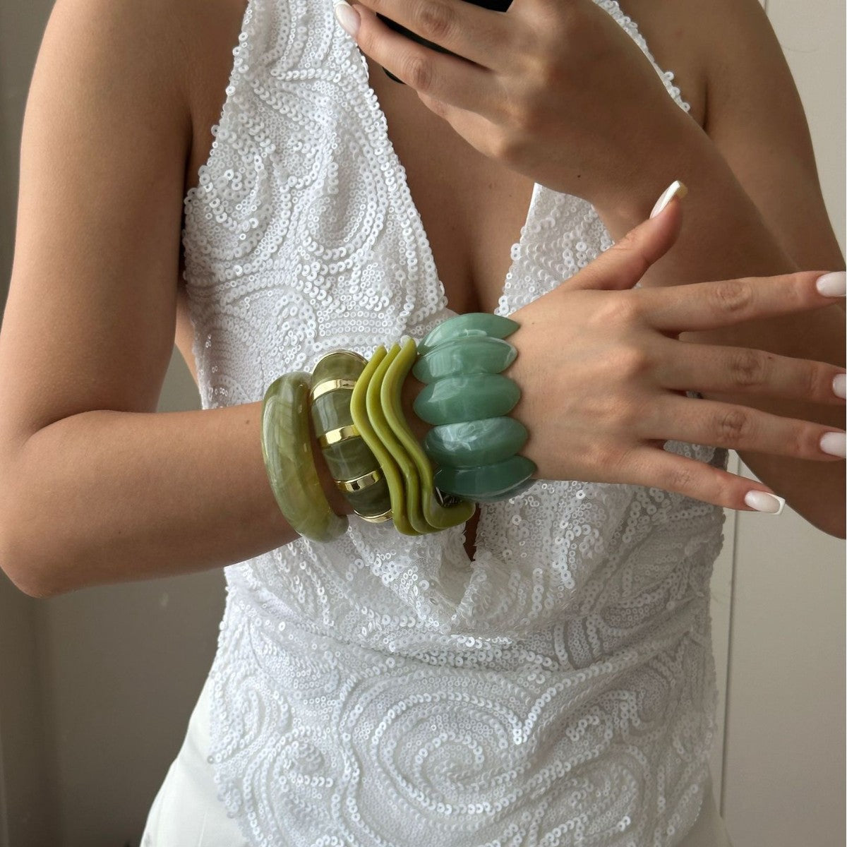 Bracciale da donna vintage in acrilico geometrico a goccia d'olio