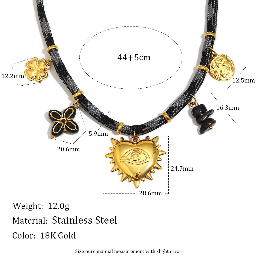 Collana con ciondolo a cuore minimalista in acciaio inossidabile placcato oro 18 carati da donna