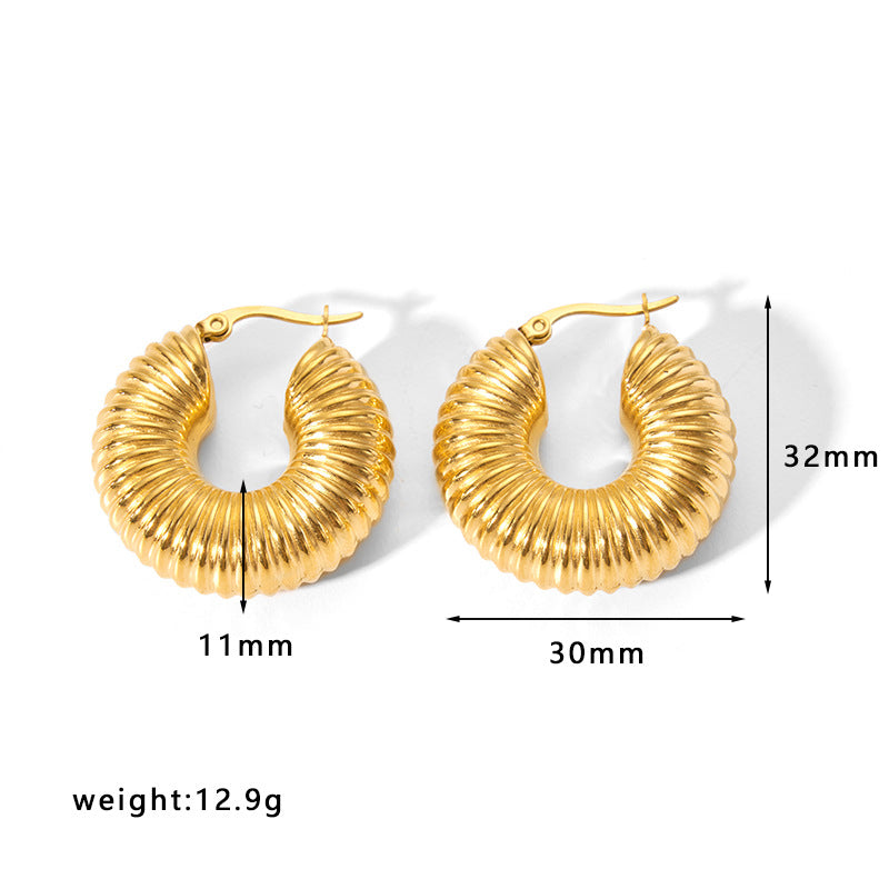 Minimalist Geometric Hollow Stainless Steel Earrings for Women with Plated Finish