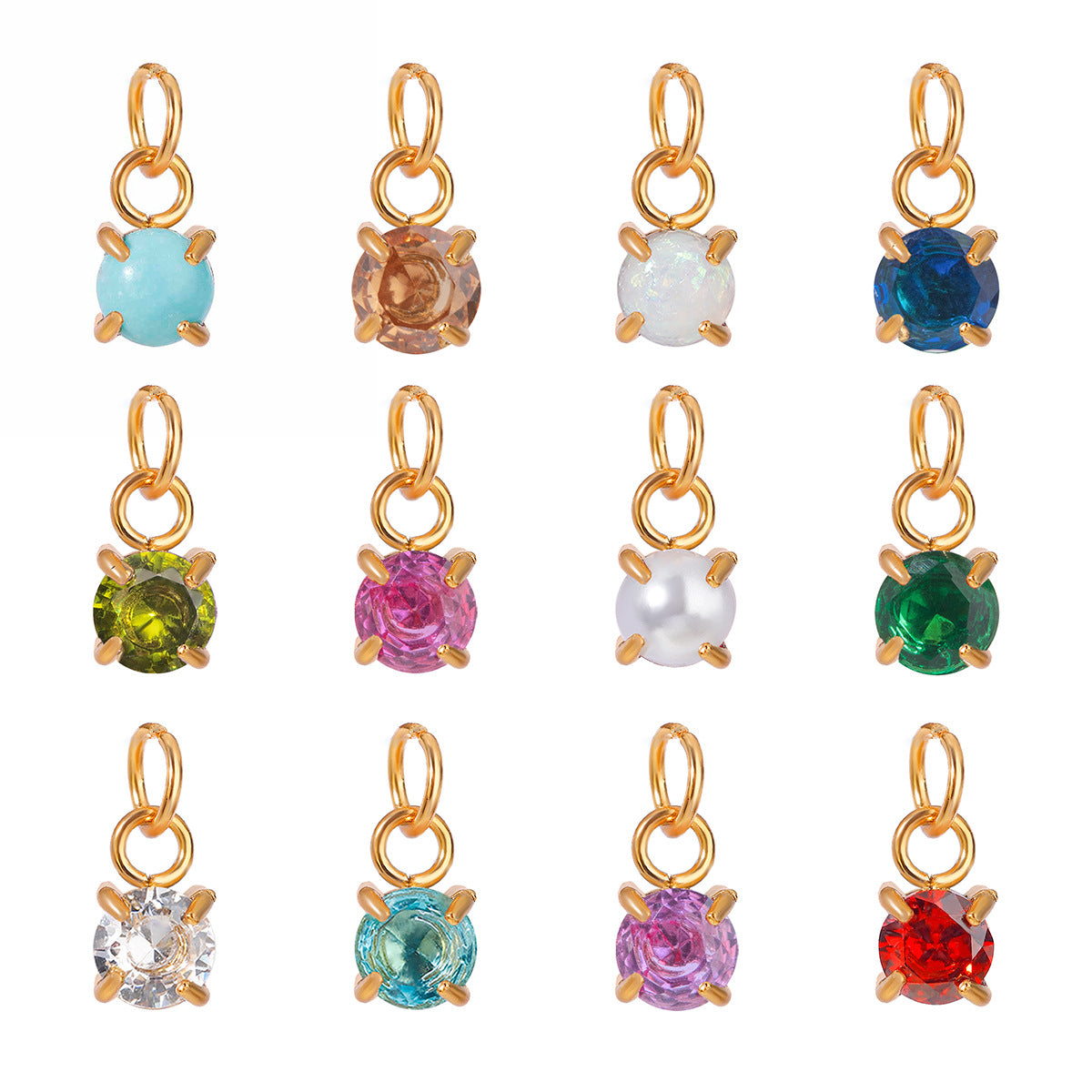 Geometric Square Titanium Steel Stainless Steel Plated Cubic Zirconia Turquoise Charm Bar Pendant