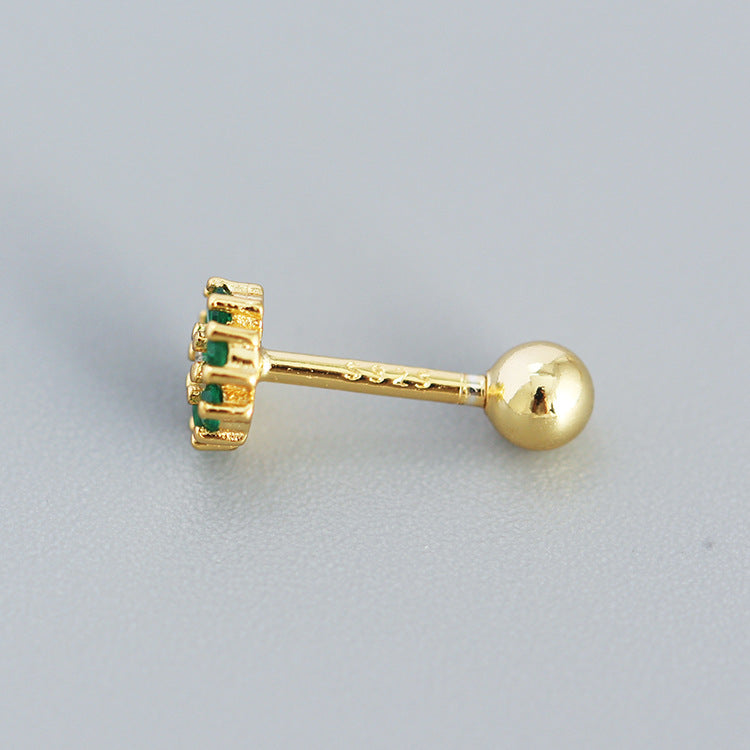 Pendientes minimalistas de plata de ley 925 con incrustaciones florales de circonita cúbica