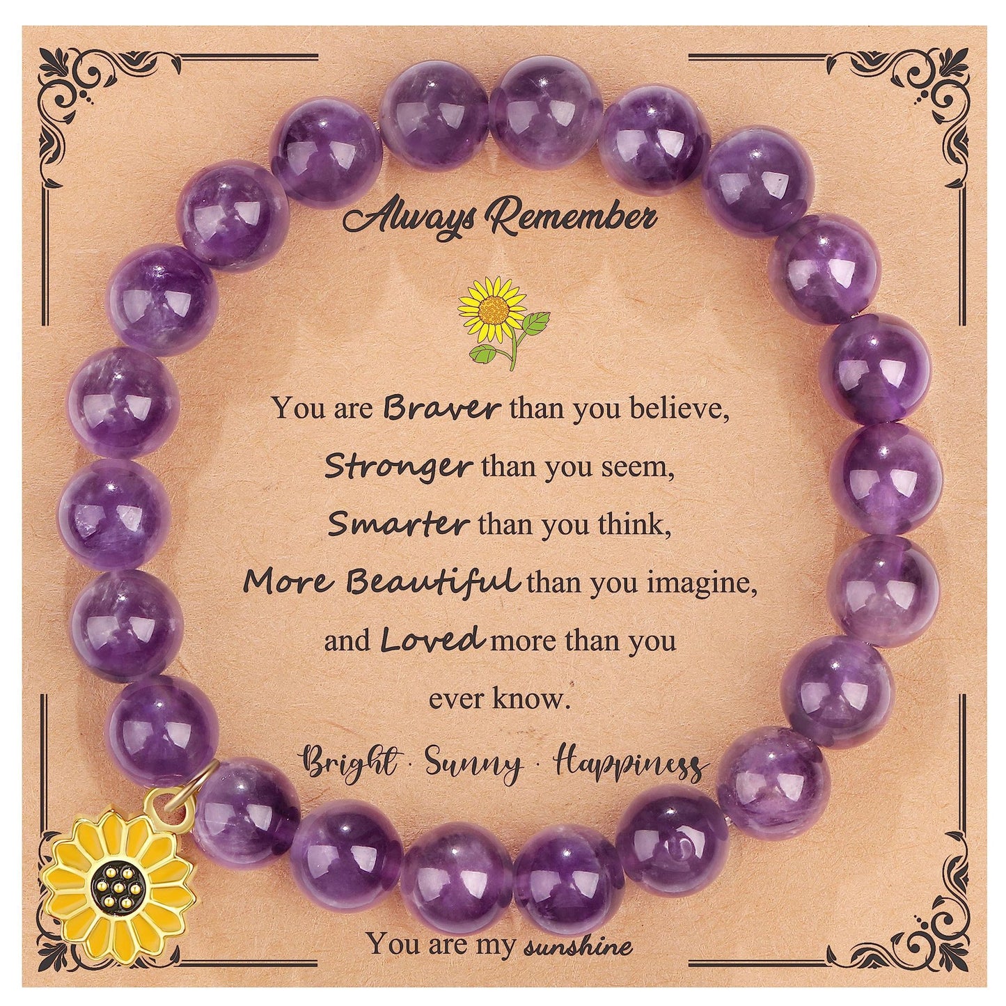 Sweet Floral Sunflower Gemstone Charm Bracelet for Women