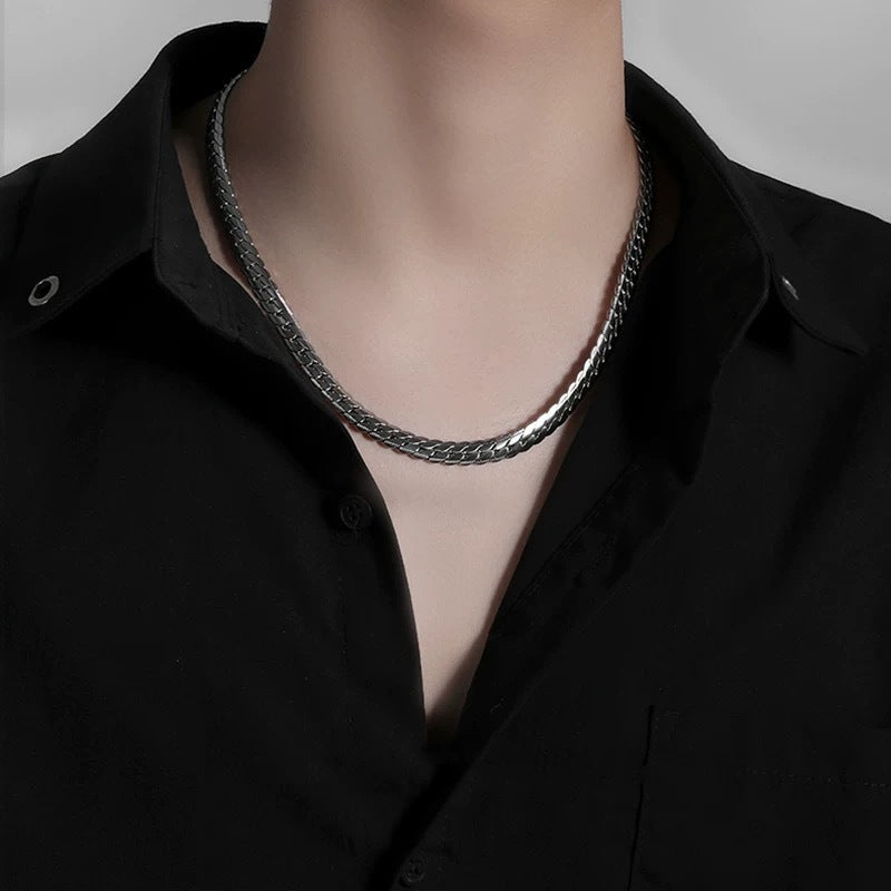 Collar de eslabones cubanos estilo Hip Hop para hombres y mujeres de acero de titanio con acabado pulido