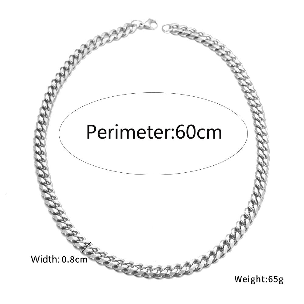 Hip-hop Streetwear Minimalist Teardrop Geometric Polished Titanium Steel Cuban Link Chain Necklace for Men
