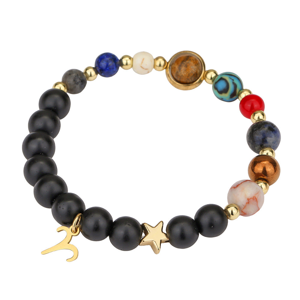 Constellation Geometric Stainless Steel and Alloy Beaded Bracelet with Natural Gemstone for Unisex