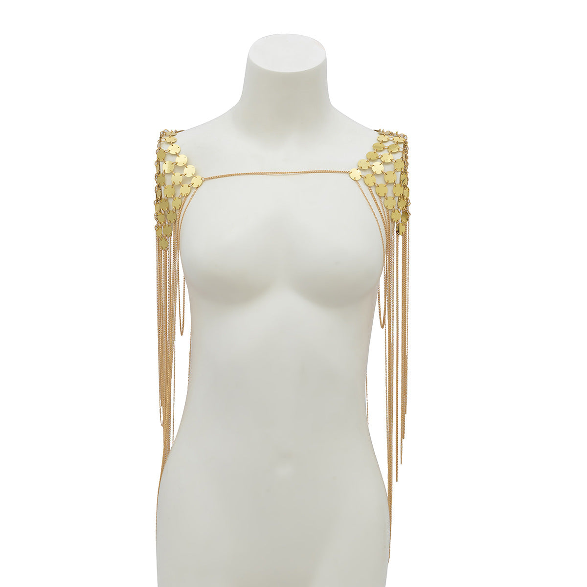Catena per il corpo a U geometrica personalizzata con nappe e paillettes da donna