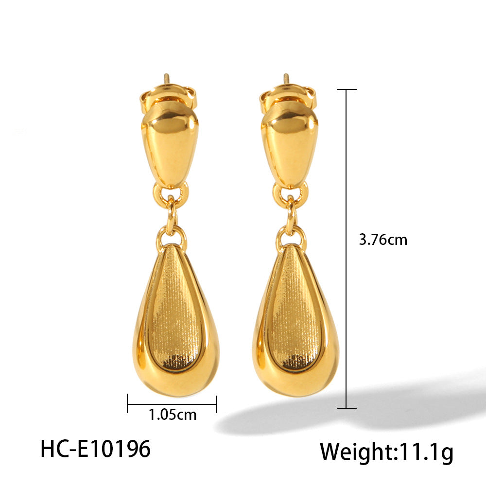 Pendientes de acero inoxidable bañados en oro de 18 quilates con forma de gota de agua y diseño geométrico, estilo Ins, para mujer