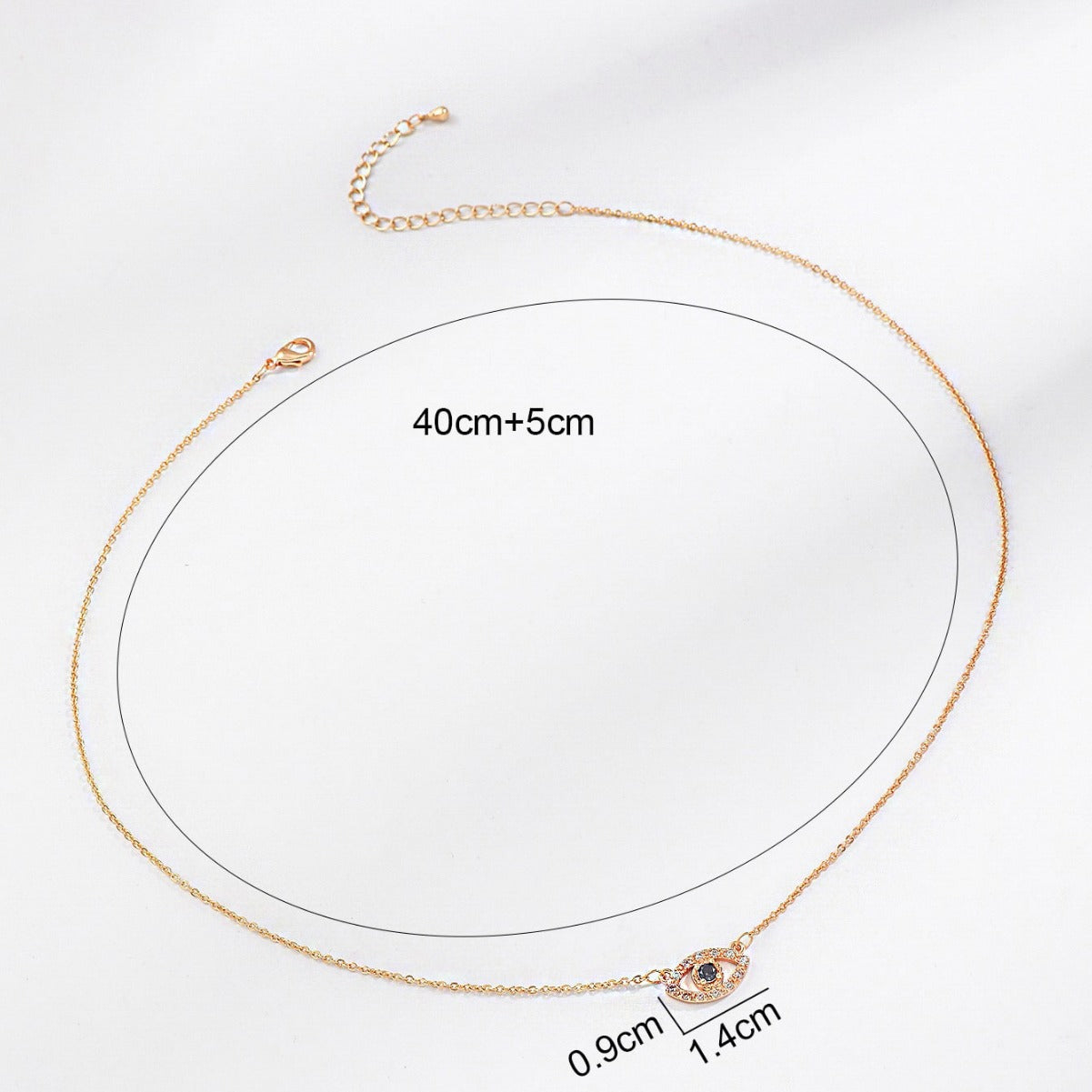 Collar minimalista de moda para mujer con dije de ojo turco de aleación e incrustaciones de circonita en cadena estándar