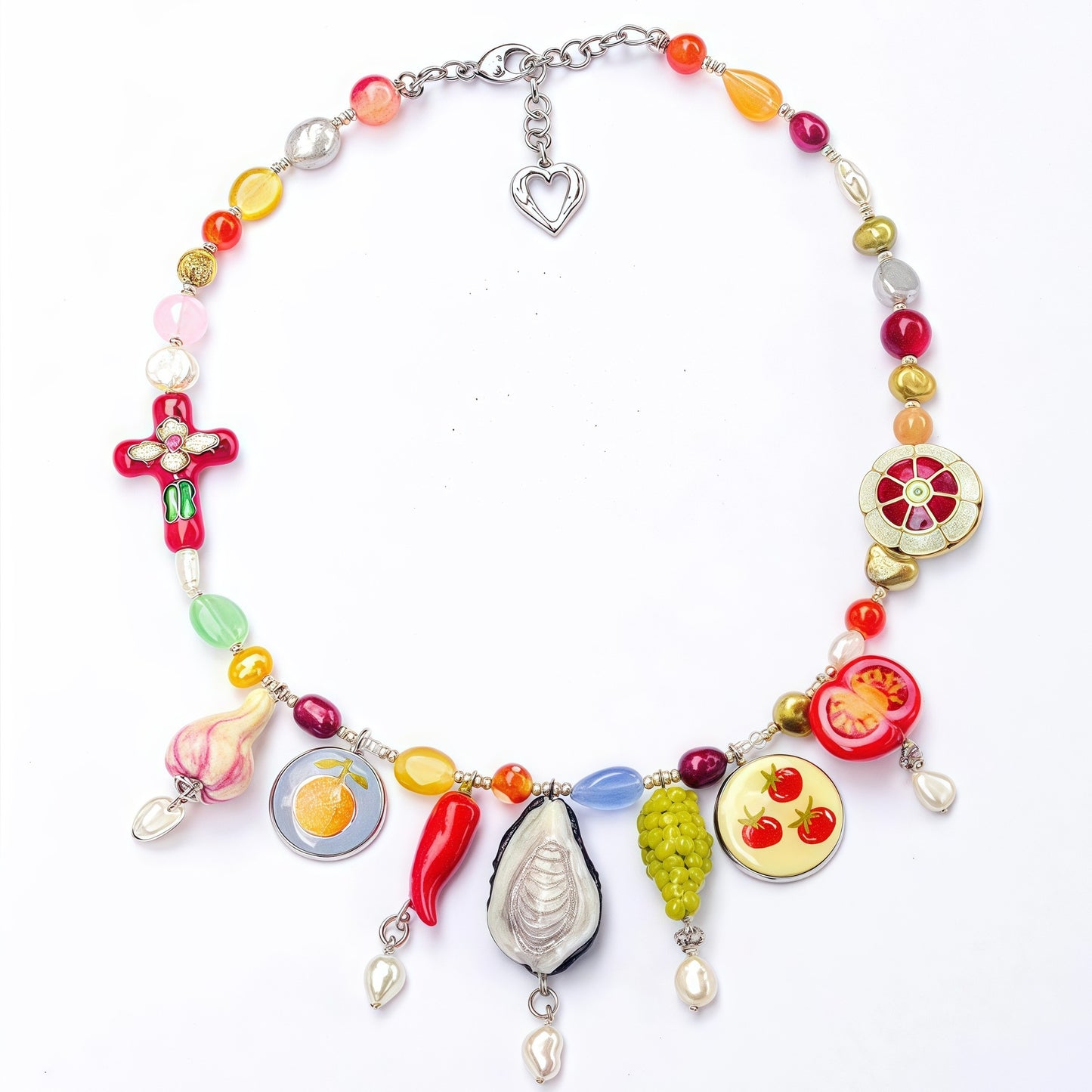 Sweet Geometric Stainless Steel Drip Oil Food Fruit Pendant Necklace