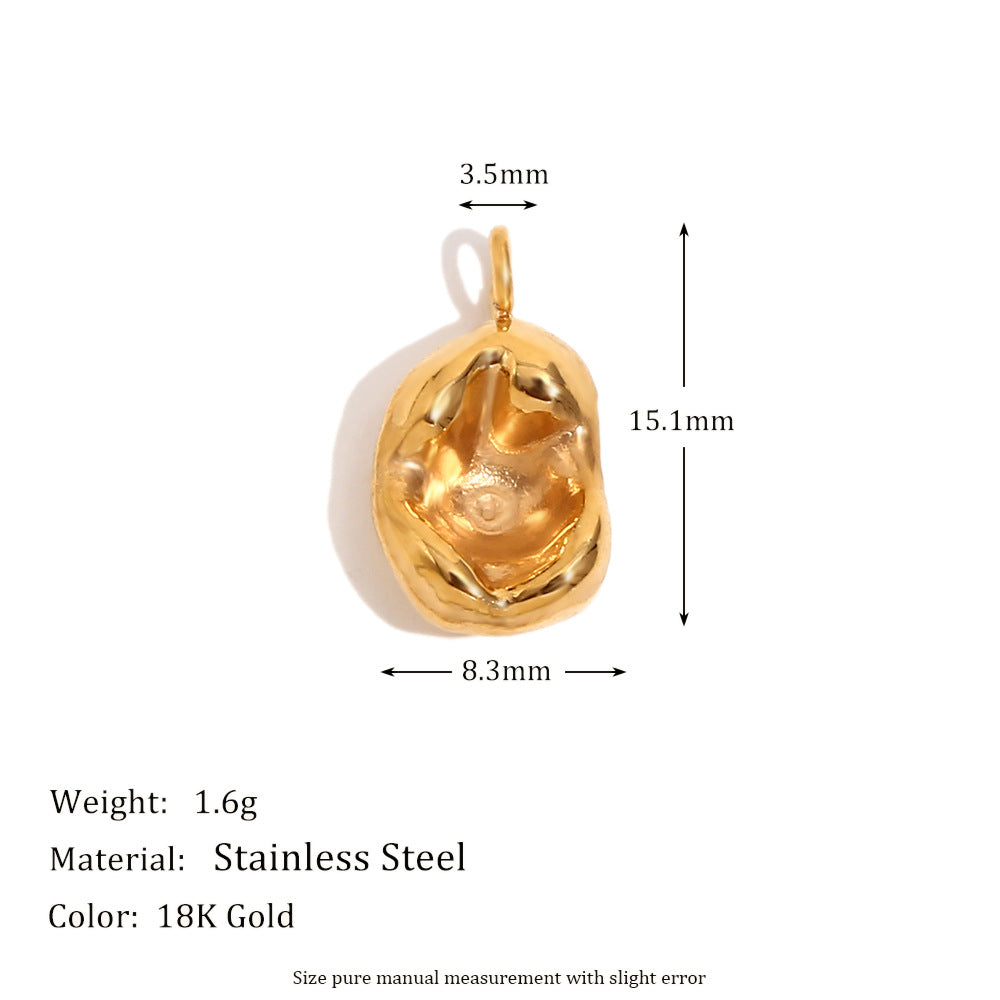 Vintage Geometric Four-Pointed Star Heart Pendant in Stainless Steel with 18K Gold Plating, Meteorite and Floral Bee Charms