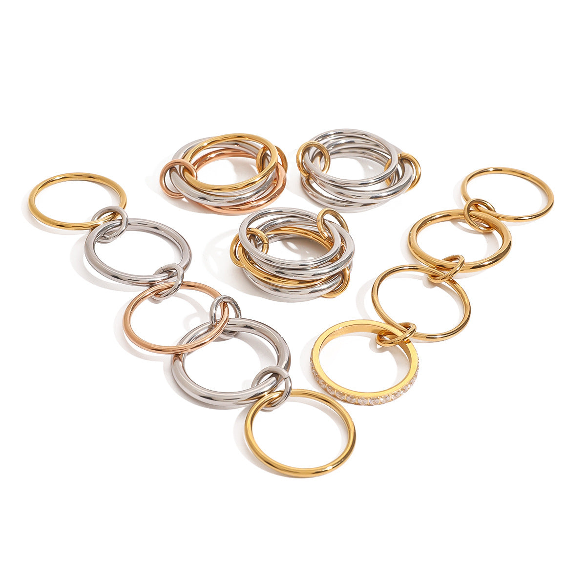 Geometric Plated Stainless Steel Ring for Women