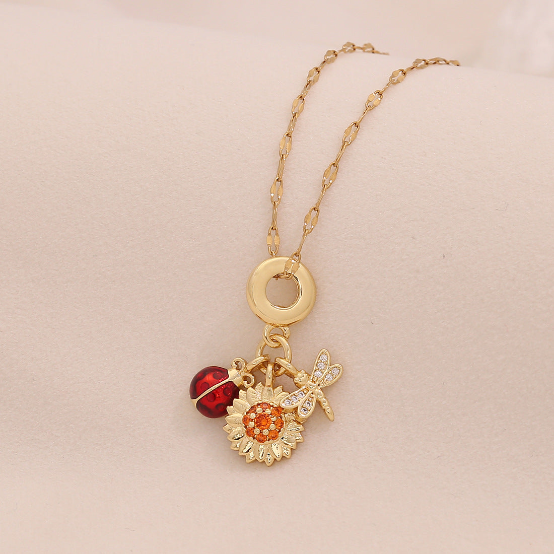 Collana con ciondolo a cuore intarsiato con strass e fiore a margherita in ottone, catena a serpente in acciaio inossidabile da donna, per creazione di gioielli fai-da-te
