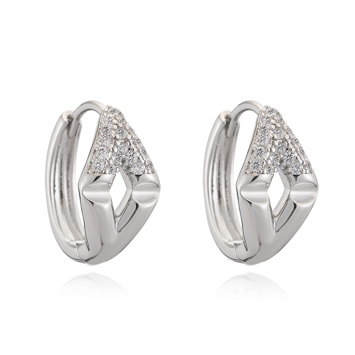 Orecchini a Cerchio Geometrici Minimalisti in Rame per Donna con Accenti in Zirconia Micro-Pave