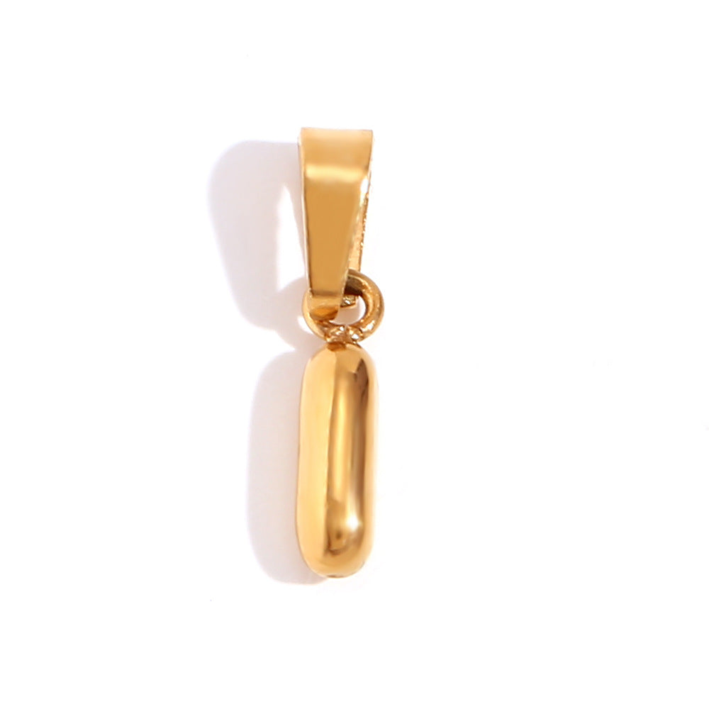 Ciondolo con mini lettera a bolla placcato oro 18 carati in acciaio inossidabile, moda minimalista