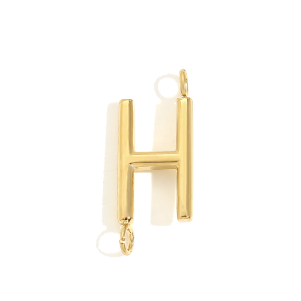 Minimalist 18K Gold Plated Stainless Steel Letter Charm Bar