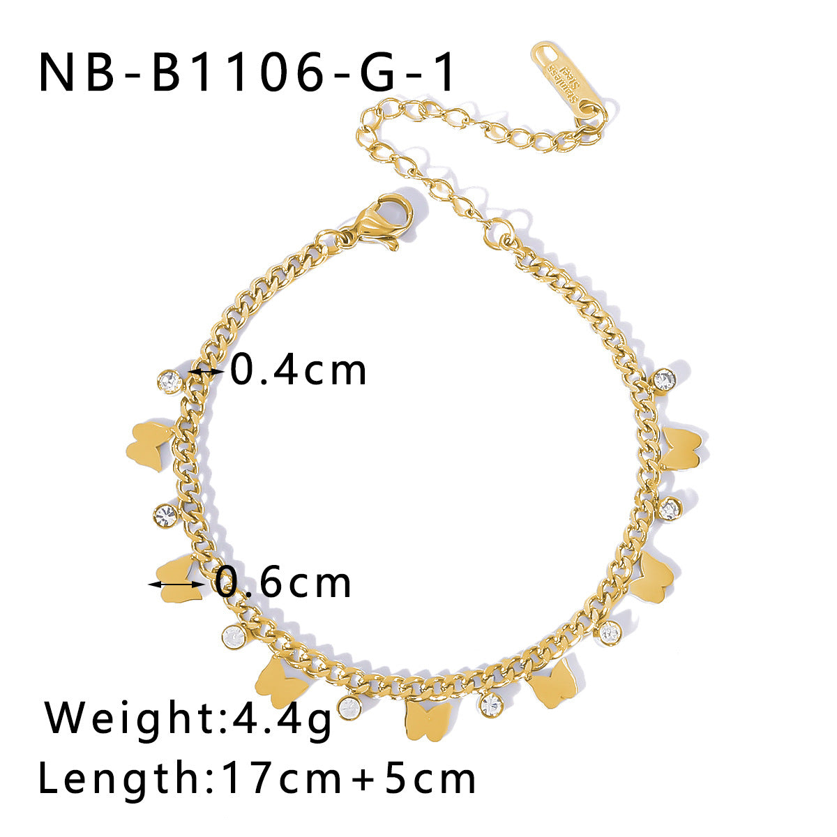 Minimalist French-Style Round Geometric Titanium Steel Bracelet with Rhinestone Inlay and Polished Finish for Women