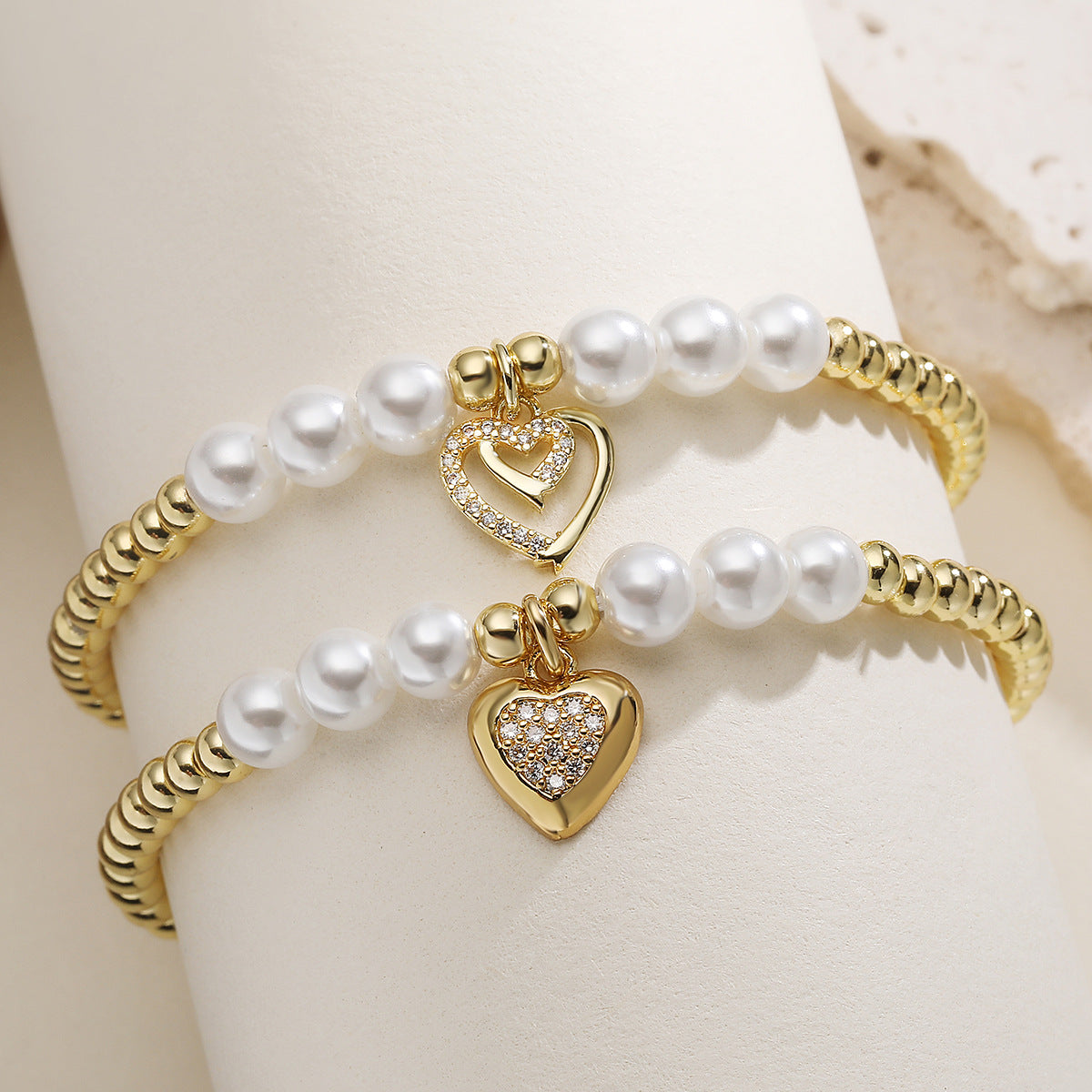 18K Gold Plated Brass Heart Pendant with Cubic Zirconia for Women