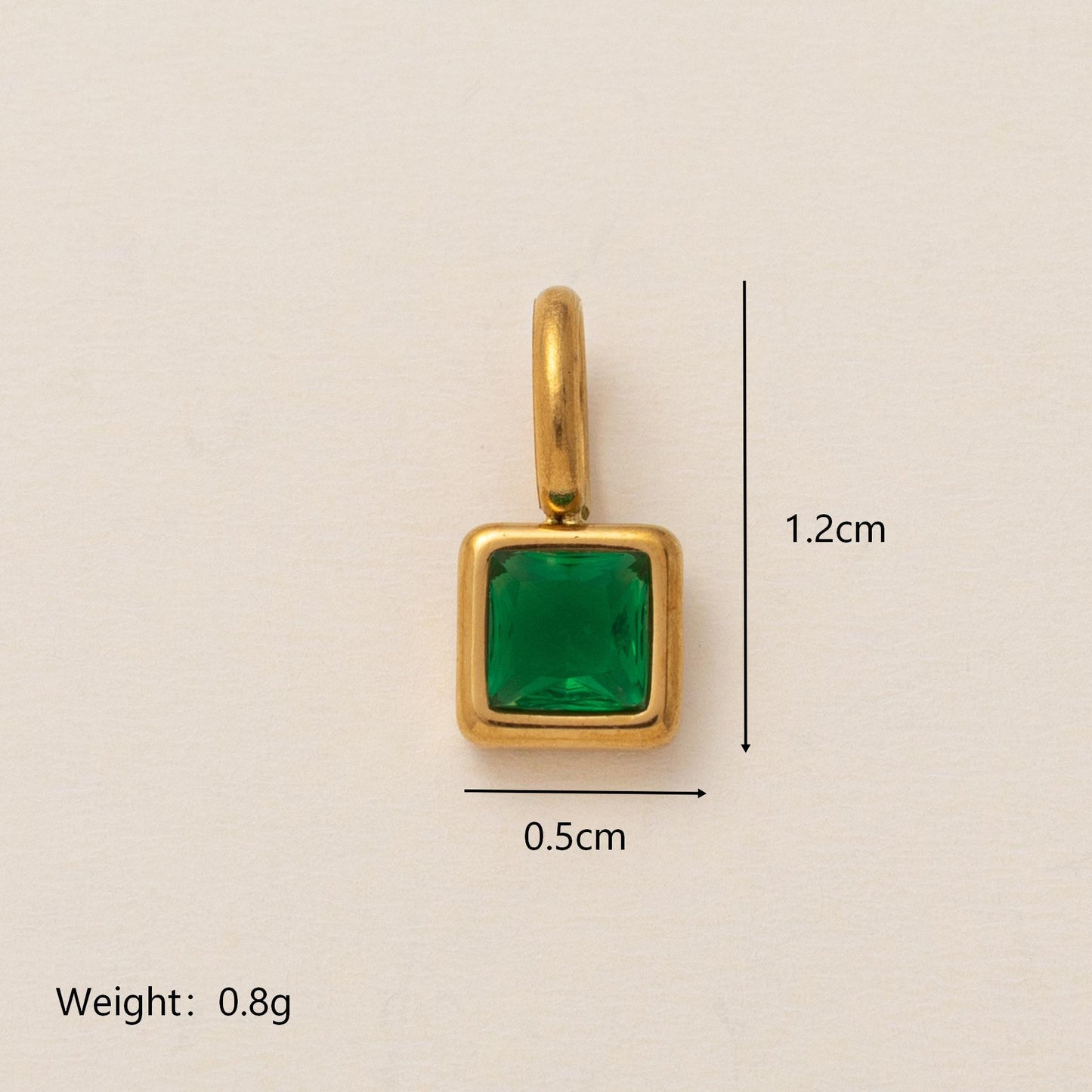 Minimalist Square Titanium Steel Pendant with Cubic Zirconia Inlay DIY Charm Bar Necklace for Women