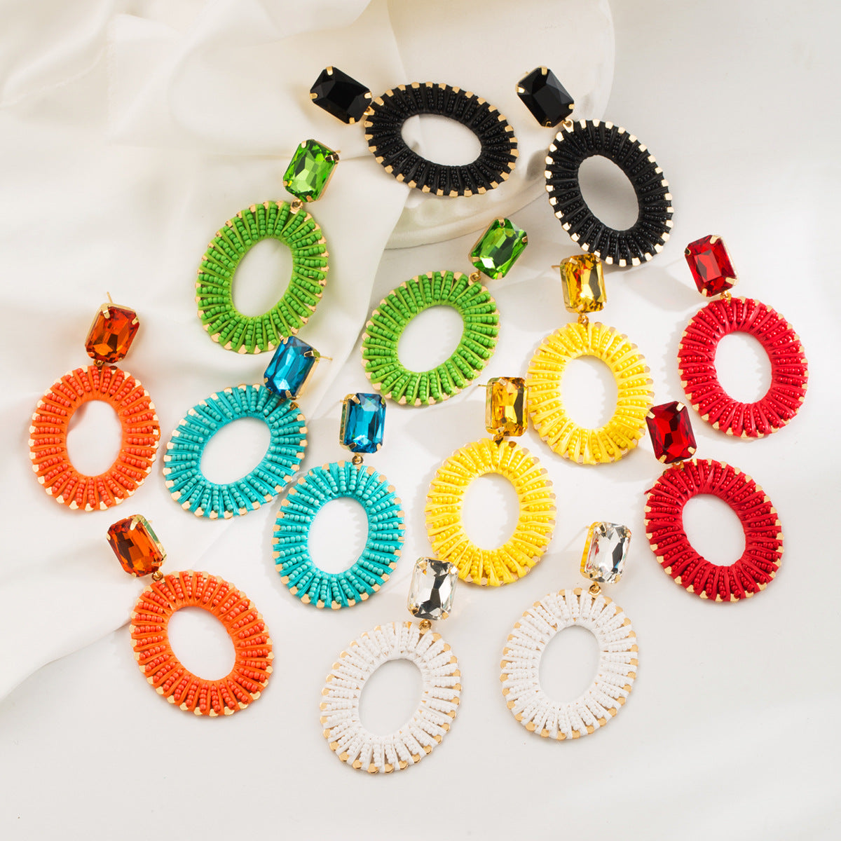 Pendientes Geométricos Minimalistas con Cuentas para Mujer Base de Hierro Hecha a Mano con Cuentas Miyuki de Colores Joyería Casual de Verano para Vacaciones