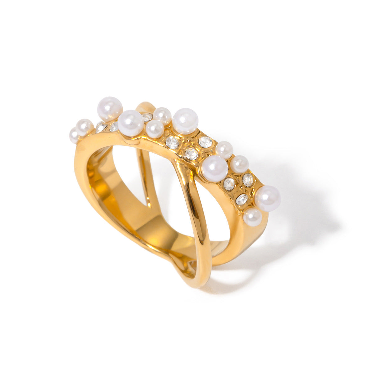 Anillo minimalista de acero de titanio geométrico con acabado chapado para mujer, joyería hipoalergénica de acero inoxidable