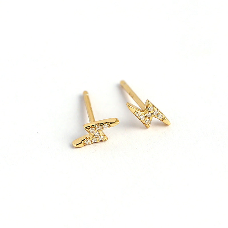 925 Sterling Silver Inlaid Diamond Stud Earrings