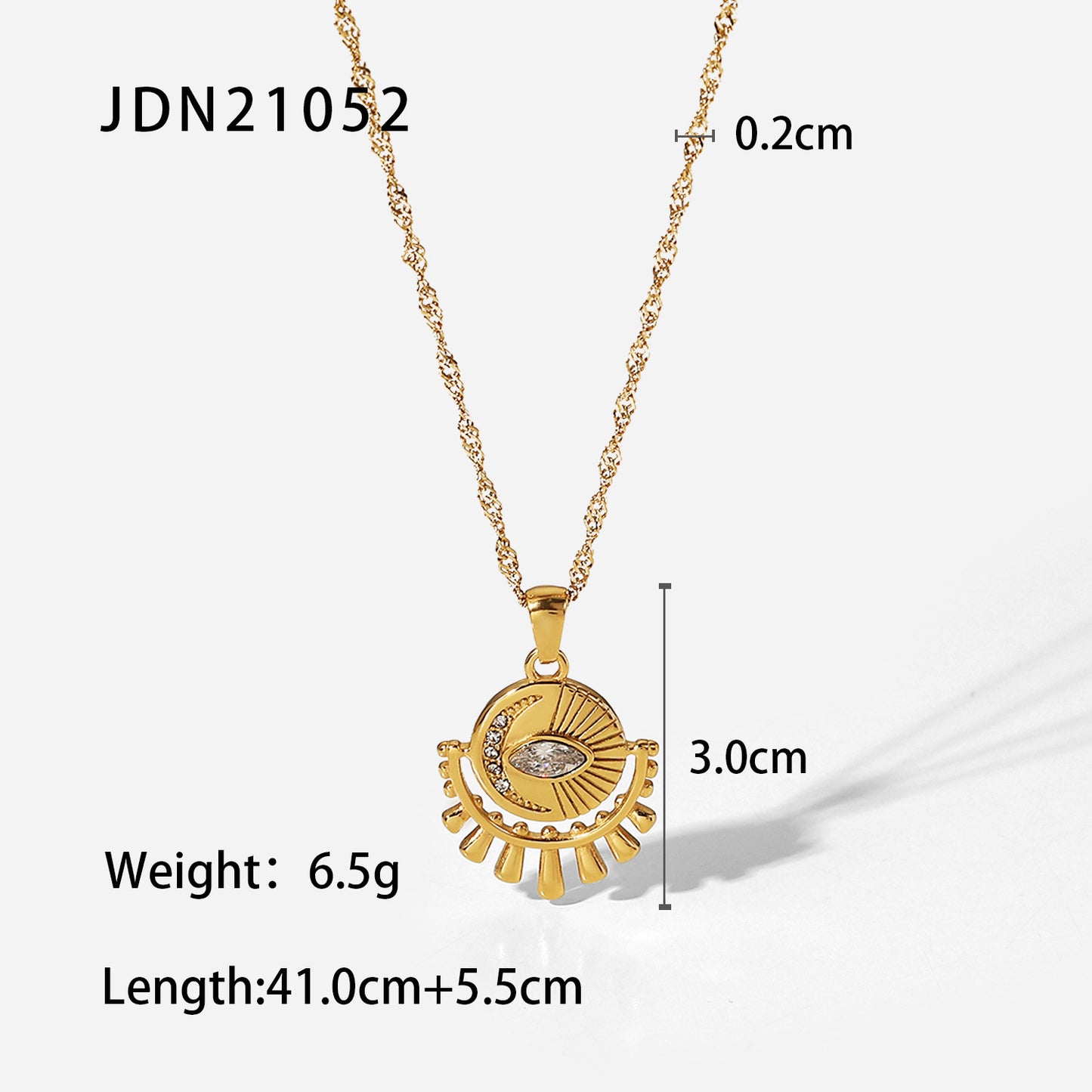 Collana da Donna in Acciaio Inossidabile con Stella a Otto Punte Geometrica, Ciondolo in Acciaio al Titanio e Finitura Placcata