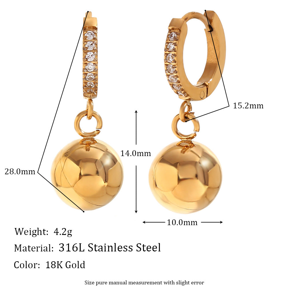 Pendientes de Acero Inoxidable con Estrella Geométrica Minimalista, Baño de Oro de 18K y Circonitas Microengastadas