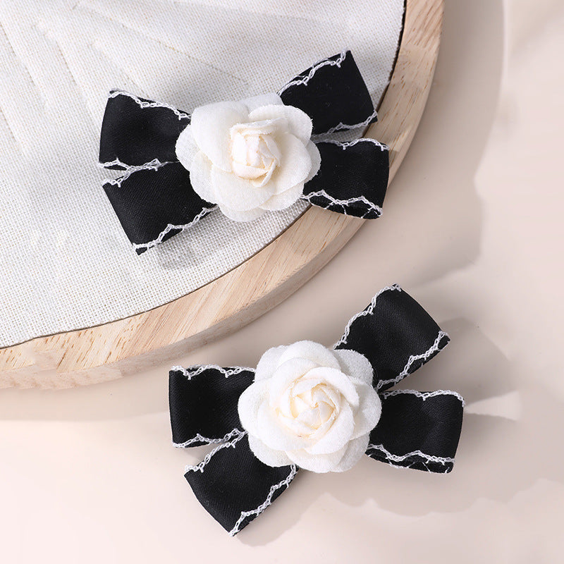 Natural Style Bow-Shaped Hair Clip for Girls with Ruffled and Mesh Details, Fabric Construction, Spring Clip Closure