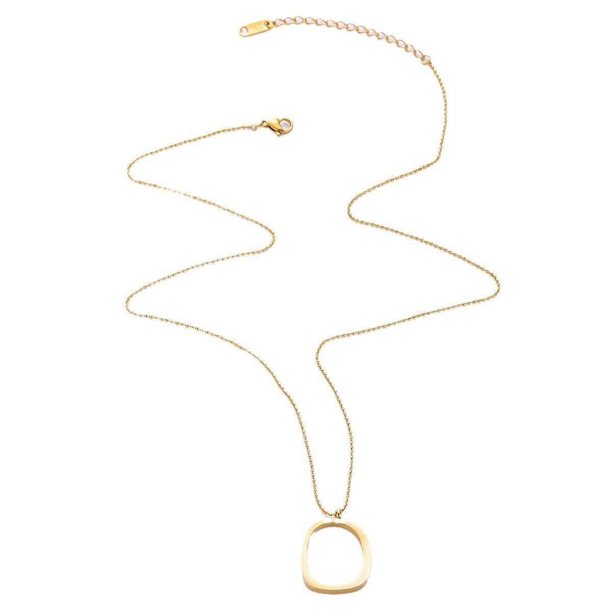Minimalist Geometric Oval Titanium Steel Necklace for Women with Polished Stainless Steel Chain
