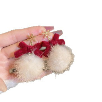 Aretes minimalistas con colgante de lazo y copo de nieve con detalles geométricos en aleación bañada en rodio y postes de plata de ley 925 para mujer