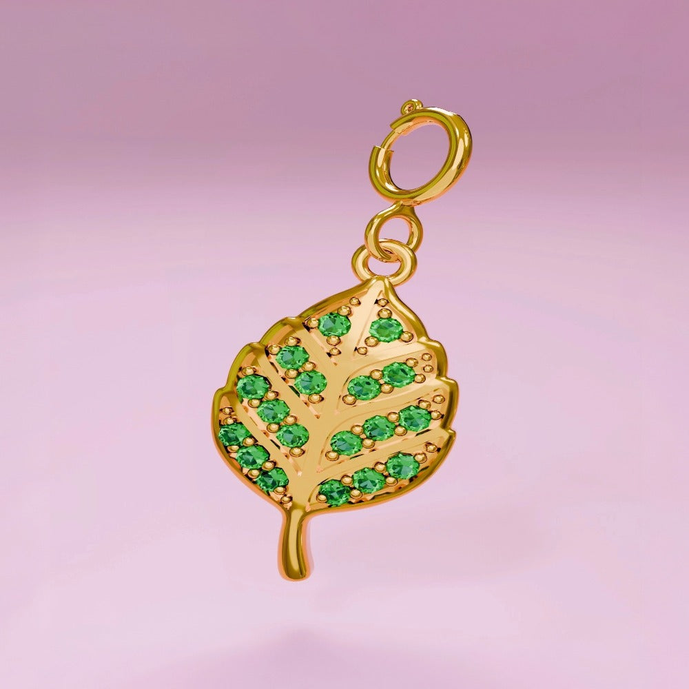 Vintage 18K Gold Plated PVD Stainless Steel Cubic Zirconia Floral Charm Bar