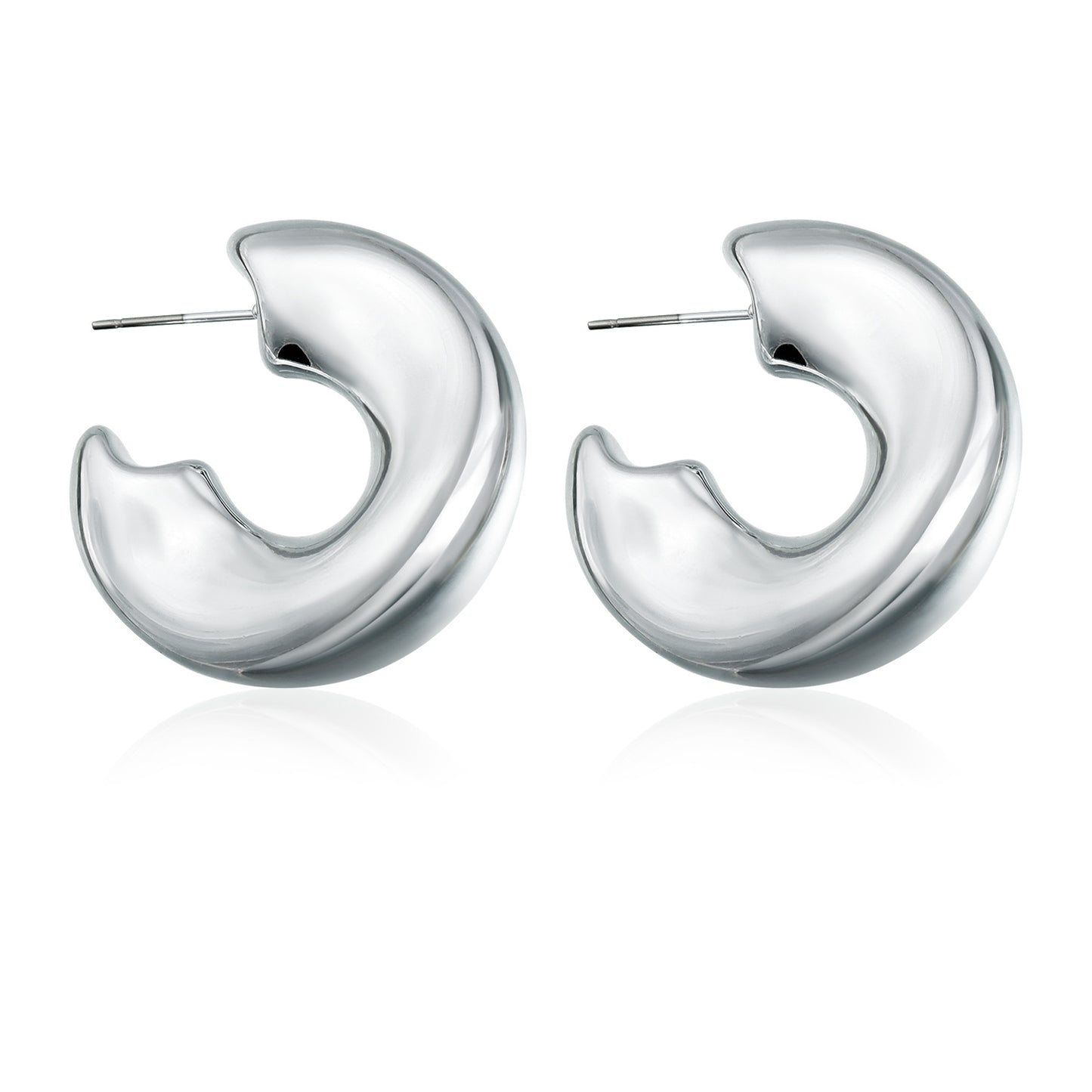 Vintage Geometric Resin C-Shaped Hoop Earrings for Women with Titanium Steel Posts and Electroplated Finish